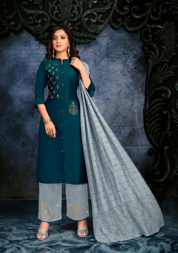 Lily & Lali Muskan-Bember-Silk-Designer-Kurti-With-Bottom-And-Dupatta